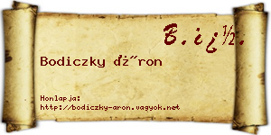 Bodiczky Áron névjegykártya